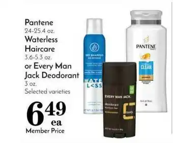 Pavilions Pantene, Waterless Haircare Or Every Man Jack Deodorant offer