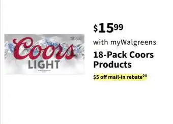 Walgreens 18-Pack Coors Products offer