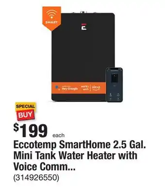 The Home Depot Eccotemp SmartHome 2.5 Gal. Mini Tank Water Heater with Voice Commands offer