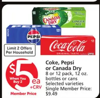 Albertsons Coke, Pepsi or Canada Dry offer