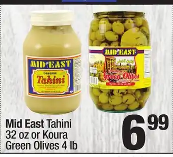 Super King Markets Mid East Tahini 32 oz or Koura Green Olives 4 lb offer