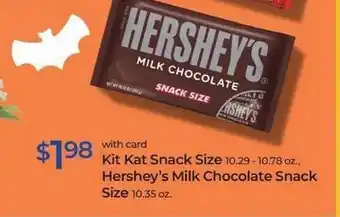 Rite Aid Kit Kat Snack Size, Hershey's Milk Chocolate Snack Size offer