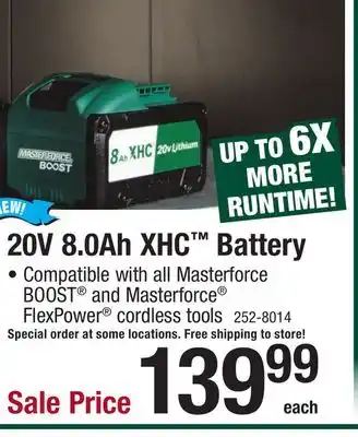 Menards Masterforce 20V 8.0Ah XHC Battery offer