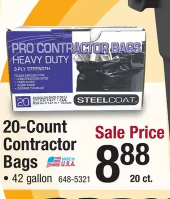 Menards 20-Count Contractor Bags offer