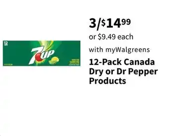 Walgreens 12-Pack Canada Dry or Dr Pepper Products offer