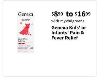 Walgreens Genexa Kids' or Infants' Pain & Fever Relief offer