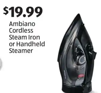 Aldi Ambiano Cordless Steam Iron or Handheld Steamer offer