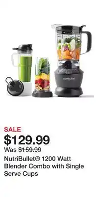 Kohl's NutriBullet 1200 Watt Blender Combo with Single Serve Cups offer
