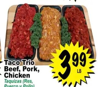 Superior Grocers Taco Trio Beef, Pork, Chicken offer