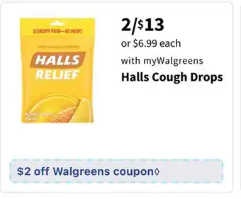 Walgreens Halls Cough Drops offer