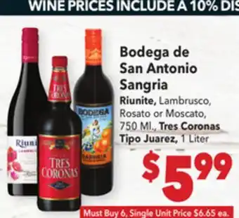 Vallarta Supermarkets Bodega de San Antonio Sangria offer