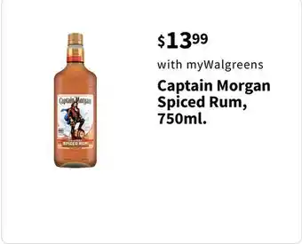 Walgreens Captain Morgan Spiced Rum, 750ml offer