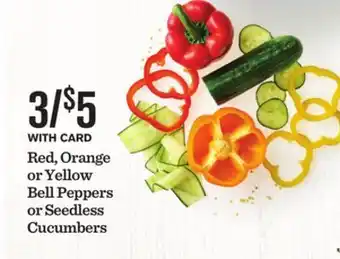 Mariano's Red, Orange or Yellow Bell Peppers or Seedless Cucumbers offer