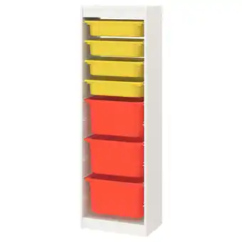 Ikea Trofast Storage combination with boxes, white/yellow orange, 18 1/8x11 3/4x57 1/8 offer