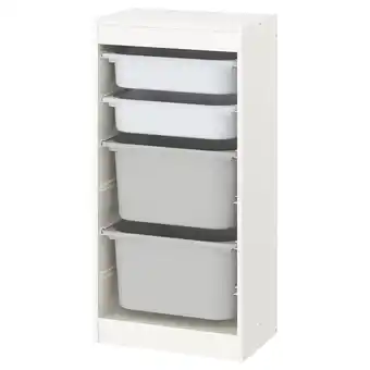 Ikea Trofast Storage combination with boxes, white/white gray, 18 1/8x11 3/4x37 offer