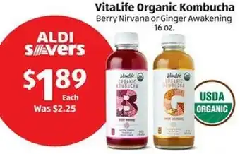 Aldi VitaLife Organic Kombucha offer