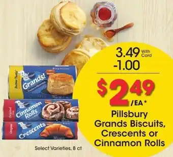 Kroger Pillsbury Grands Biscuits, Crescents or Cinnamon Rolls offer