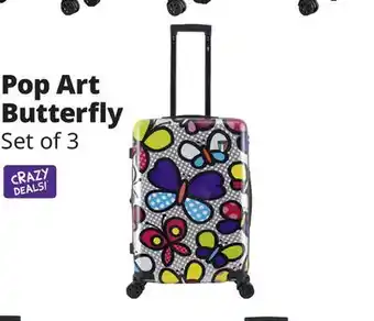 Ocean State Job Lot TUCCI Italy Pop Art Butterfly Pop 3-Piece Set (20, 24, 28) Luggage Set offer