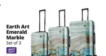 Ocean State Job Lot TUCCI Italy Earth Art Emerald Marble 3-Piece Set (20, 24, 28) Luggage Set offer