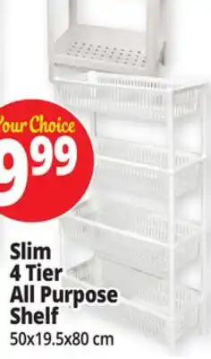Ocean State Job Lot Slim 4 Tier All Purpose Shelf offer