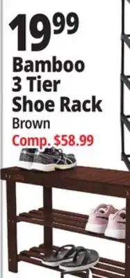 Ocean State Job Lot Homemaid Living 3-Tier Bamboo Shoe Rack & Bench, Brown offer