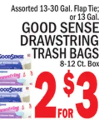 C Town GOOD SENSE DRAWSTRING TRASH BAGS 8-12 Ct. Box offer