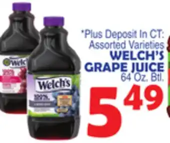 Bravo Supermarkets WELCH'S GRAPE JUICE offer