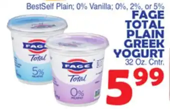 Bravo Supermarkets FAGE TOTAL PLAIN GREEK YOGURT offer
