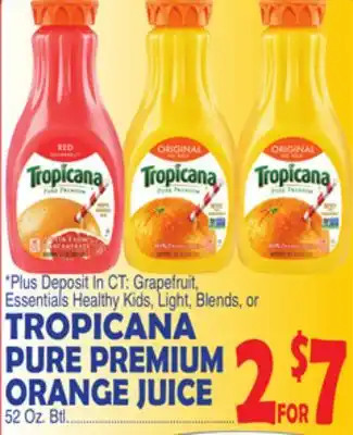 Bravo Supermarkets TROPICANA PURE PREMIUM ORANGE JUICE offer