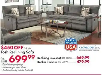 Boscov's Tosh Reclining Sofa offer