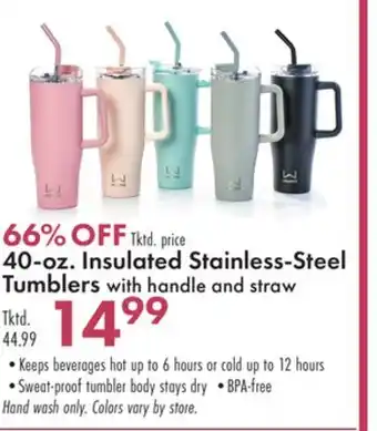 Boscov's 40-oz. Insulated Stainless-Steel Tumblers offer