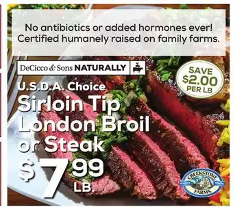 DeCicco & Sons Sirloin Tip London Broil or Steak offer