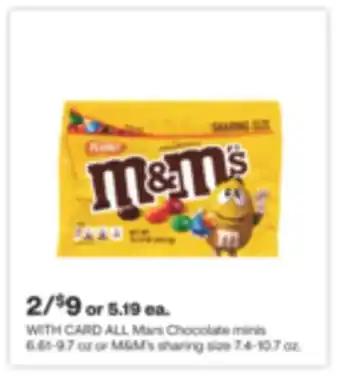 CVS ALL Mars Chocolate minis 6.61-9.7 oz or M & M' s sharing size 7.4-10.7 oz offer