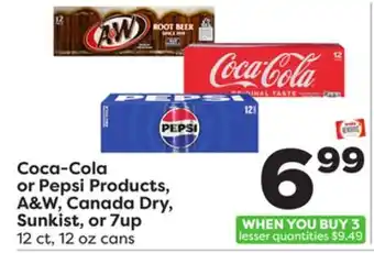 Weis Markets Coca-Cola or Pepsi Products, A & W, Canada Dry, Sunkist, or 7up offer