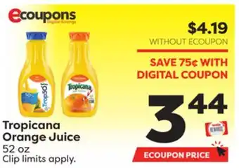 Weis Markets Tropicana Orange Juice offer