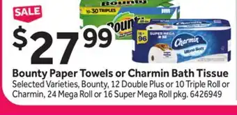 Stop&Shop Bounty Paper Towels or Charmin Bath Tissue offer
