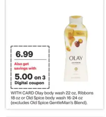 CVS Olay body wash 22 oz, Ribbons 18 oz or Old Spice body wash 16-24 oz offer