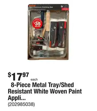 The Home Depot 8-Piece Metal Tray/Shed Resistant White Woven Paint Applicator Kit offer