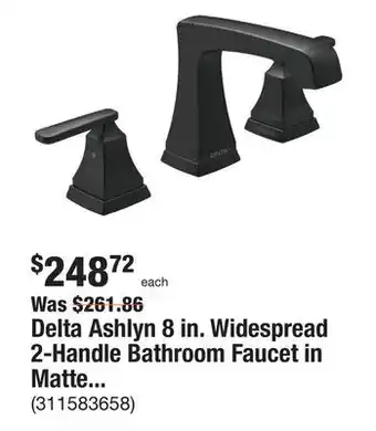 The Home Depot Delta Ashlyn 8 in. Widespread 2-Handle Bathroom Faucet in Matte Black offer