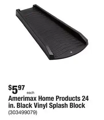 The Home Depot Amerimax Home Products 24 in. Black Vinyl Splash Block offer
