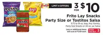 ShopRite Snacks Party Size or Tostitos Salsa offer