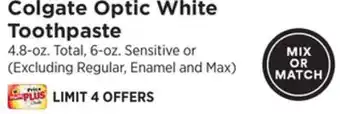 ShopRite Optic White Toothpaste offer