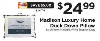 ShopRite Luxury Home Duck Down Pillow offer
