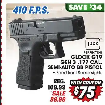 Big 5 Umarex Glock G19 Gen 3 .177 Caliber Semi-Auto BB Pistol offer