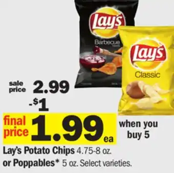 Meijer Lay's Potato Chips 4.75-8 oz. or Poppables* 5 oz offer