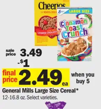 Meijer General Mills Large Size Cereal offer