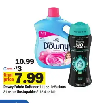 Meijer Downy Fabric Softener 111 oz., Infusions 81 oz. or Unstopables* 13.4 oz offer