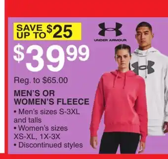 Dunham's Sports UNDER ARMOUR MEN'S OR WOMEN'S FLEECE offer