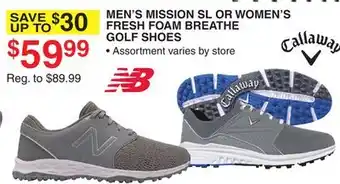 Dunham's Sports CALLAWAY MEN'S MISSION SL OR WOMEN'S FRESH FOAM BREATHE GOLF SHOES offer