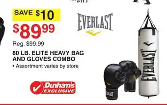 Dunham's Sports EVERLAST 80 LB. ELITE HEAVY BAG AND GLOVES COMBO offer